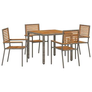 vidaXL Garden Dining Set 5 pcs Grey and Brown Poly Rattan