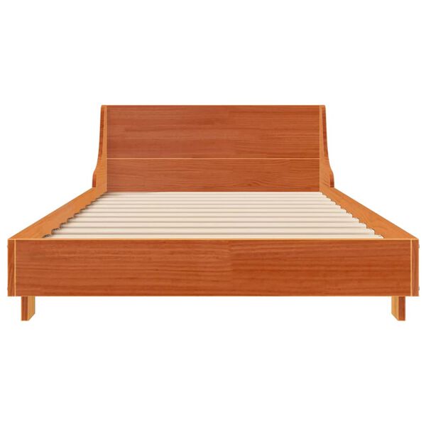 vidaXL Bed Frame without Mattress Wax Brown 75x190 cm Small Single Solid Wood Pine