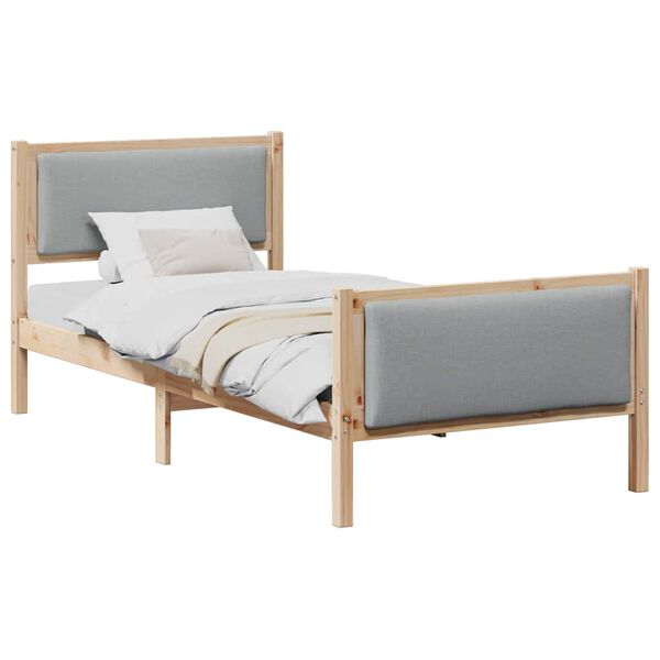 vidaXL Bed Frame with Headboard Light Grey 90 x 190 cm Fabric