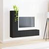 vidaXL TV Cabinet Set Wall-mounted 3 pcs Black Engineered Wood