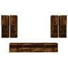 vidaXL 7 Piece TV Wall Cabinet Set with LED Lights Smoked Oak