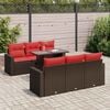 vidaXL 7 Piece Garden Sofa Set with Cushions Brown Poly Rattan Acacia