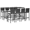 vidaXL 9 Piece Garden Bar Set with Cushions Black Poly Rattan