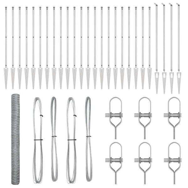 vidaXL Fence Post Silver 50 x 1.6 m (36 mm mesh) Steel