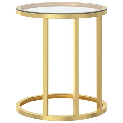 vidaXL Side Table Gold and Transparent 45 cm Tempered Glass