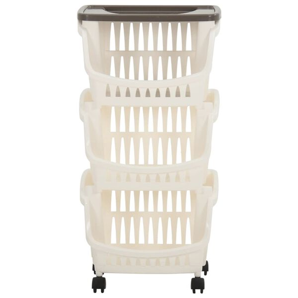 vidaXL Kitchen Trolley White and Taupe