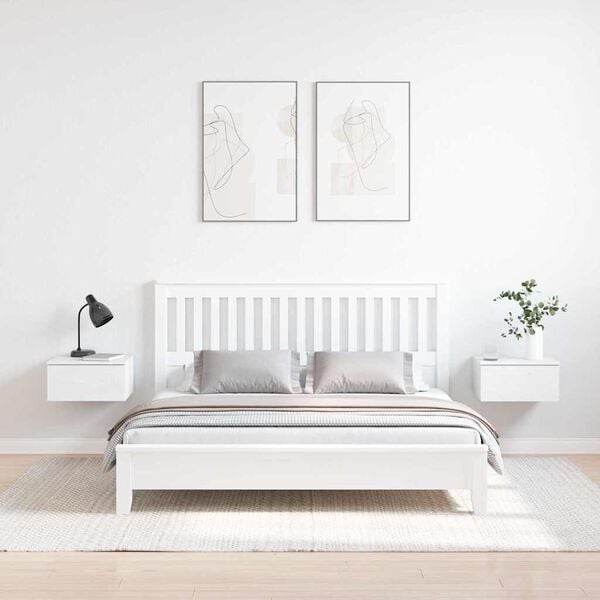 vidaXL Bedside Table 2 pcs White 37 x 35 x 18.5 cm Solid pine wood