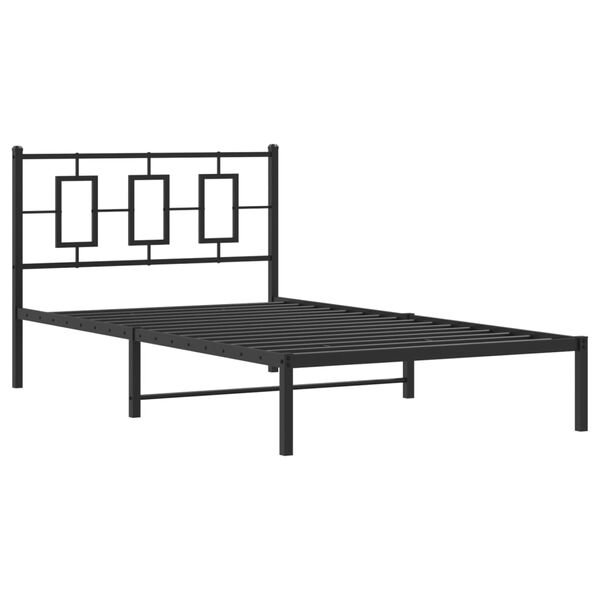 vidaXL Metal Bed Frame without Mattress with Headboard Black 107x203cm