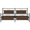 vidaXL Metal Bed Frame without Mattress Brown Oak 193x201 cm