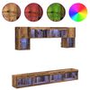 vidaXL TV Wall Units with LED 6 pcs Old Wood Engineered Wood