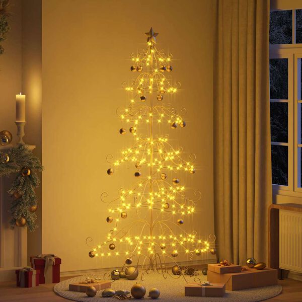 vidaXL Metal Christmas Tree with Stand Gold 215 cm Powder-coated steel