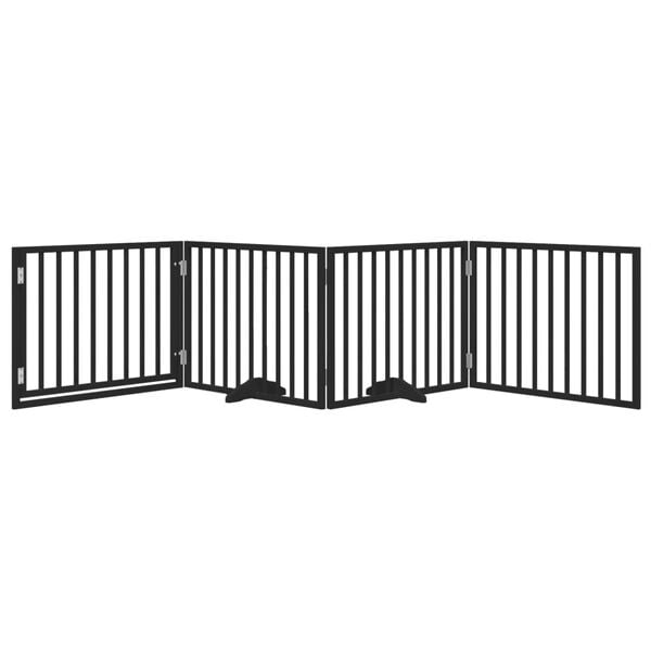 vidaXL Dog Gate with Door Foldable 4 Panels Black 320 cm Poplar Wood