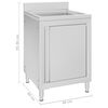 vidaXL Commercial Kitchen Sink Cabinet 60x60x96 cm Stainless Steel