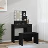 vidaXL Dressing Table Set with LED Black Engineered Wood