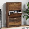 vidaXL Shoe Cabinet Smoked Oak 63x24x103 cm Engineered Wood