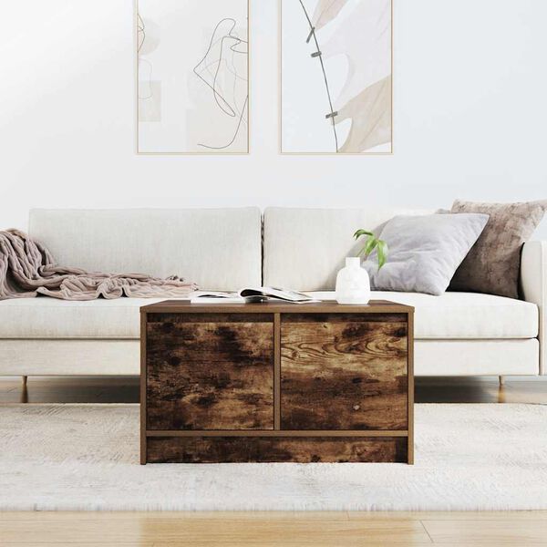 vidaXL Coffee Table with Drawers Smoked Oak 70.5x70x40 cm