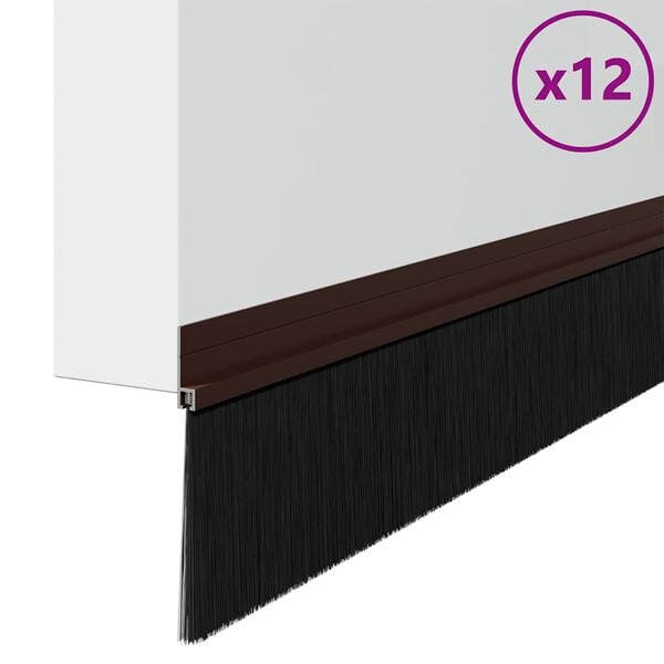 vidaXL Self-adhesive Door Brush Seals 12 pcs Brown 100 cm