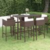 vidaXL 7 Piece Garden Bar Set with Cushions Poly Rattan Brown