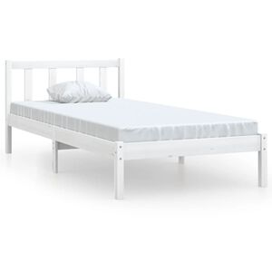 vidaXL Bed Frame without Mattress White Solid Wood Single