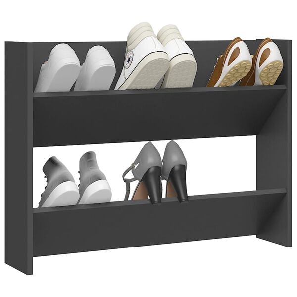 vidaXL Wall Shoe Cabinet Grey 80x18x60 cm Engineered Wood