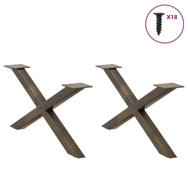 vidaXL Coffee Table Legs X-Shaped 2 pcs Natural Steel 70x(30-31) cm Steel