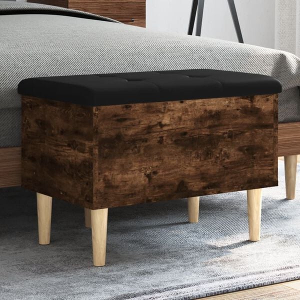 vidaXL Storage Bench Smoked Oak 62x42x46 cm Engineered Wood