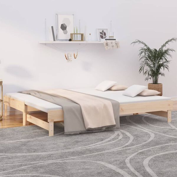 vidaXL Pull-out Day Bed without Mattress 2x(80x200) cm Solid Wood Pine