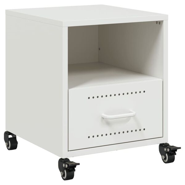 vidaXL Bedside Cabinet White 36x39x43.5 cm Steel