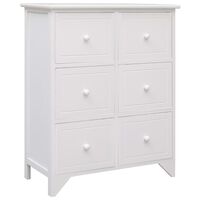 vidaXL Side Cabinet with 6 Drawers White 60x30x75 cm Paulownia Wood