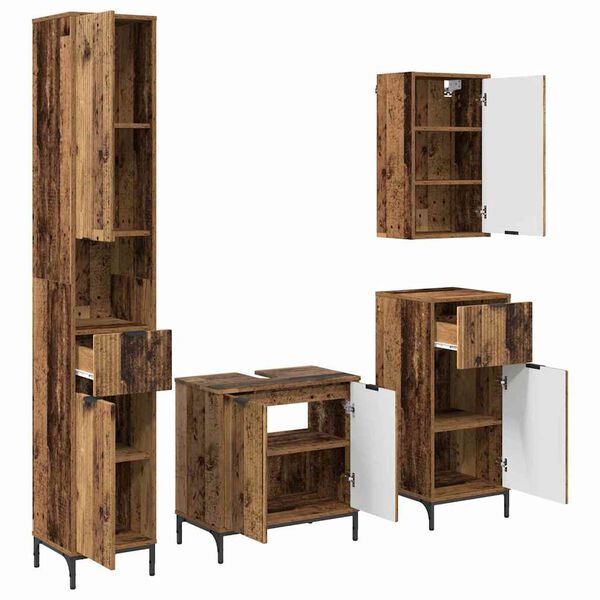 vidaXL Bathroom Furniture Set Old Wood Engineered wood, Metal