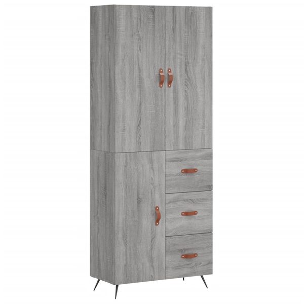 vidaXL Highboard Grey Sonoma 69.5x34x180 cm Engineered Wood