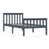 vidaXL Bed Frame without Mattress Grey Solid Pinewood 100x200 cm
