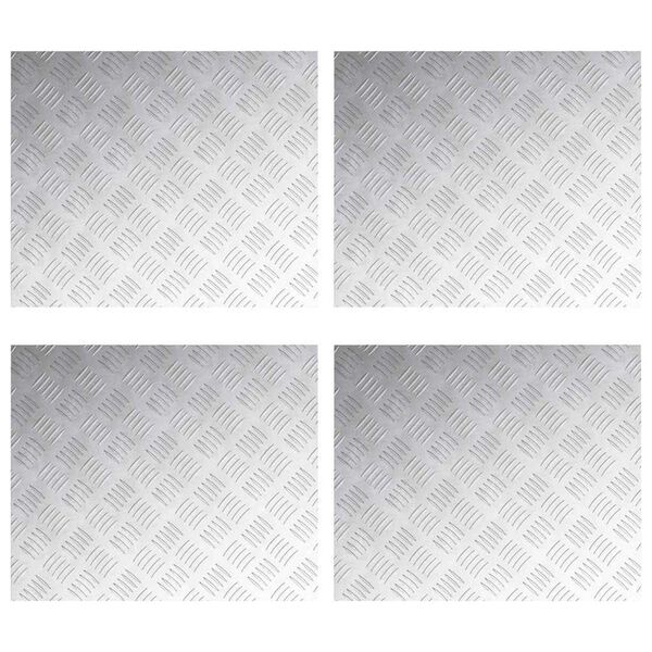 vidaXL Stair Tread Rectangular 4 pcs Silver 60 x 50 cm Aluminium