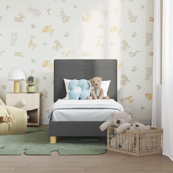 vidaXL Toddler Bed Frame with Headboard Dark Grey 70 x 140 cm Fabric