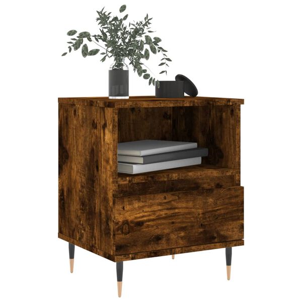 vidaXL Bedside Cabinet Smoked Oak 40x35x50 cm Engineered Wood