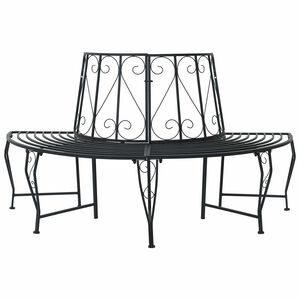 vidaXL Tree Bench 4-Seater 160 x 80 x 89 cm Steel Black Half-round