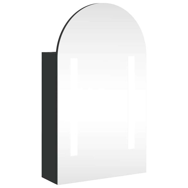 vidaXL Bathroom Mirror Cabinet with LED Light Arched Black 42x13x70 cm
