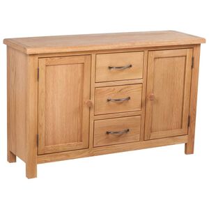 vidaXL Sideboard with 3 Drawers 110x33.5x70 cm Solid Oak Wood