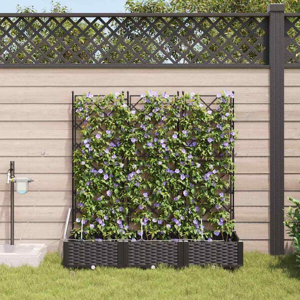 vidaXL Garden Planter 3 pcs Black Steel