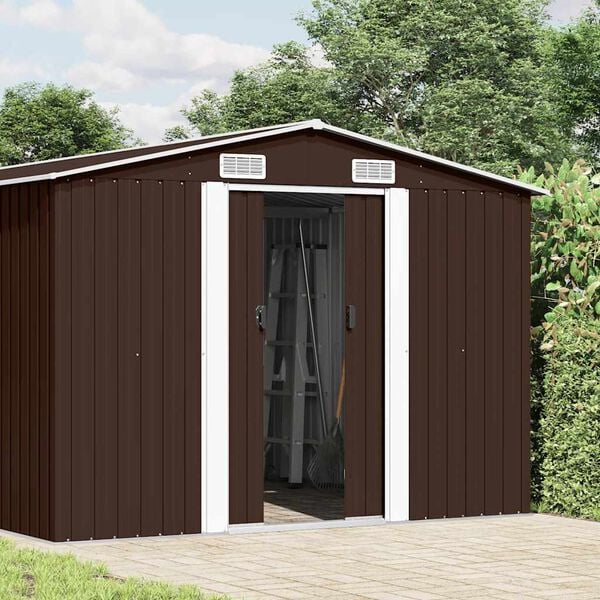 vidaXL Garden Shed 257x392x181 cm Metal Brown