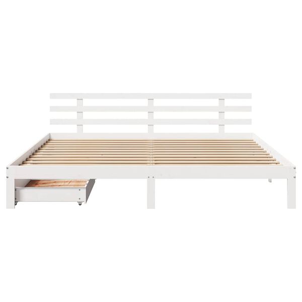 vidaXL Bed Frame with Drawers without Mattress White 180x200 cm Super King