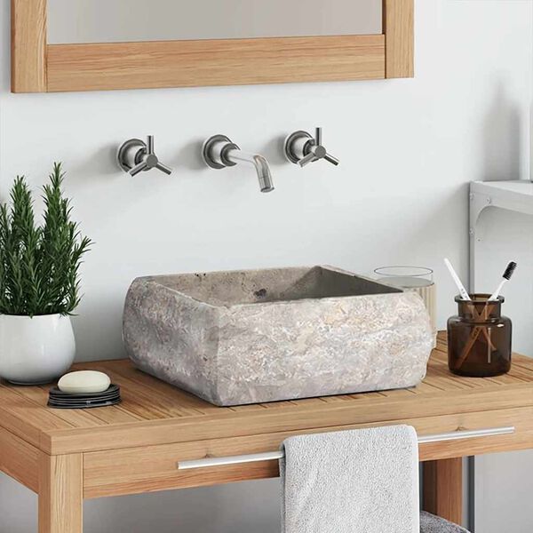 vidaXL Sink Grey 30x30x13 cm Marble