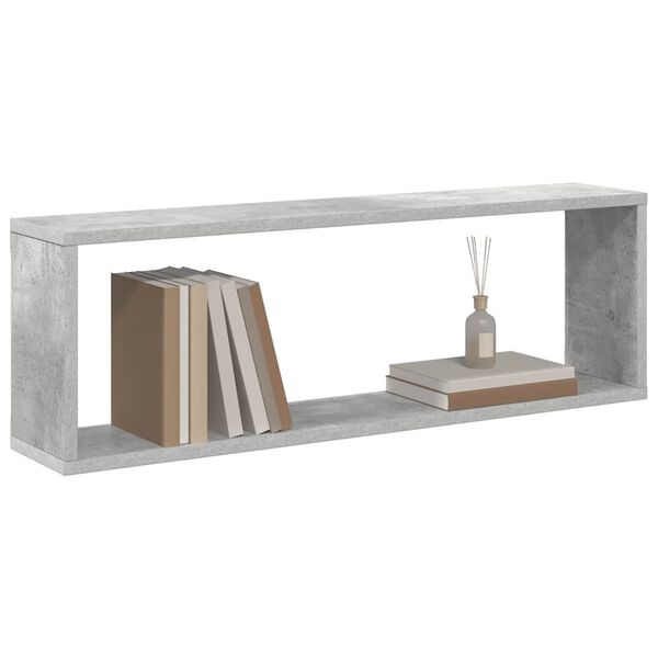 vidaXL Wall Cube Shelf 2 pcs Concrete Grey 80x15x26.5 cm Engineered Wood