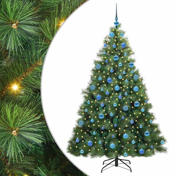 vidaXL Artificial Christmas Tree with 300 LEDs Green 180 cm PE and PVC