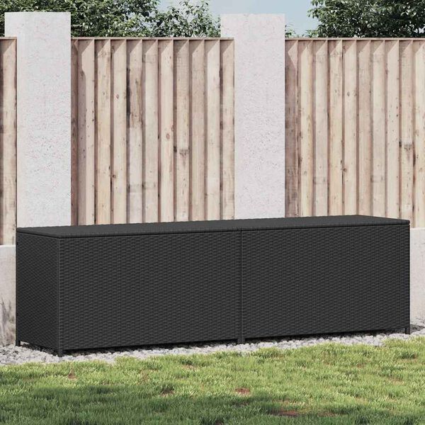 vidaXL Garden Storage Box Poly Rattan 200x50x60 cm Black