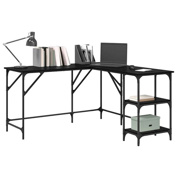vidaXL Desk Black Oak 139 x 139 x 75 cm Engineered Wood