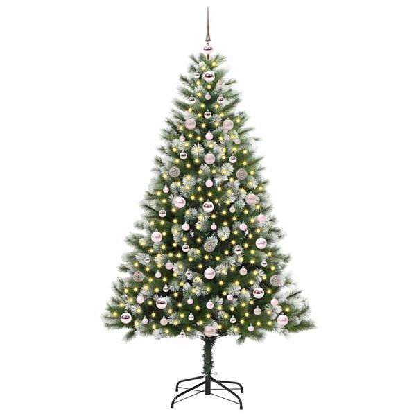 vidaXL Artificial Hinged Christmas Tree with Flocked Snow 180 cm
