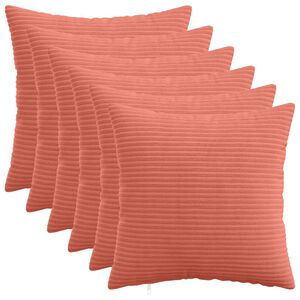 vidaXL Cushion Cover 6 pcs HEERLEN Red Orange 30 x 30 cm Corduroy