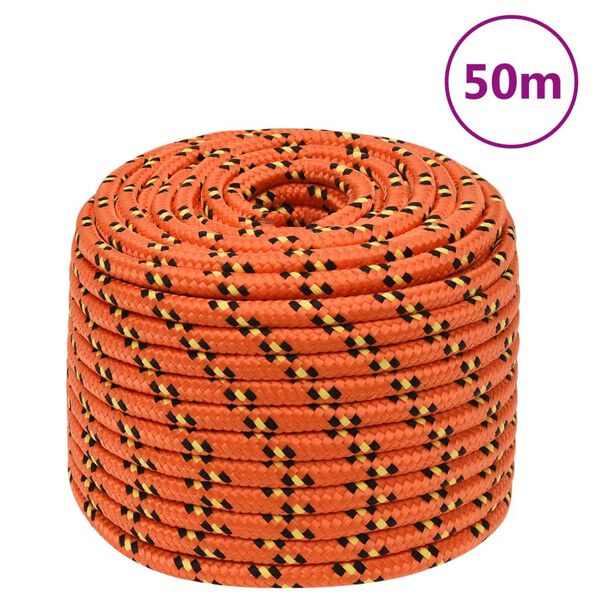 vidaXL Boat Rope Orange 14 mm 50 m Polypropylene