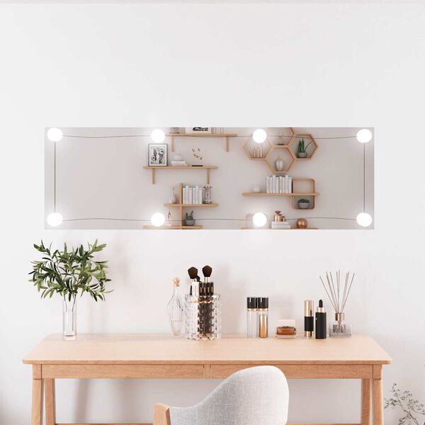 vidaXL Wall Mirror with LED Lights 30x100 cm Glass Rectangle
